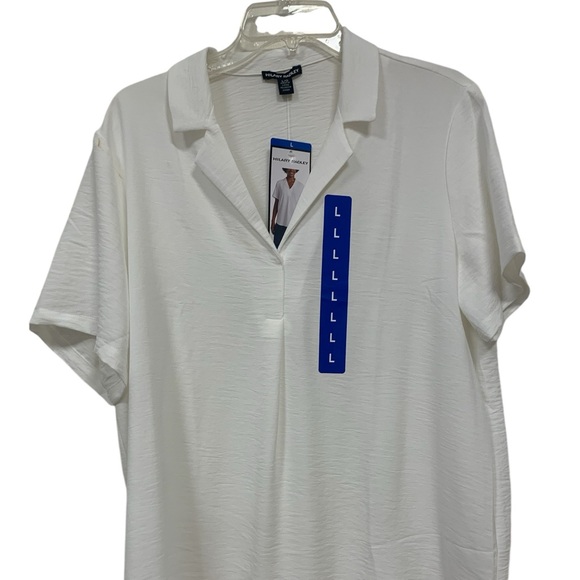 Hilary Radley Ivory White Women’s Short Sleeve Blouse NWT Size L - Picture 1 of 8